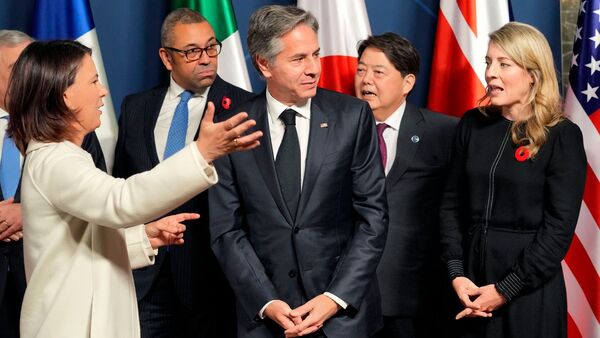Die Außenministerinnen und Außenminister der G7-Staaten treffen sich in Münster., © Martin Meissner/POOL AP/dpa