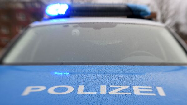 Ein Streifenwagen der Polizei steht mit eingeschaltetem Blaulicht., © Carsten Rehder/dpa